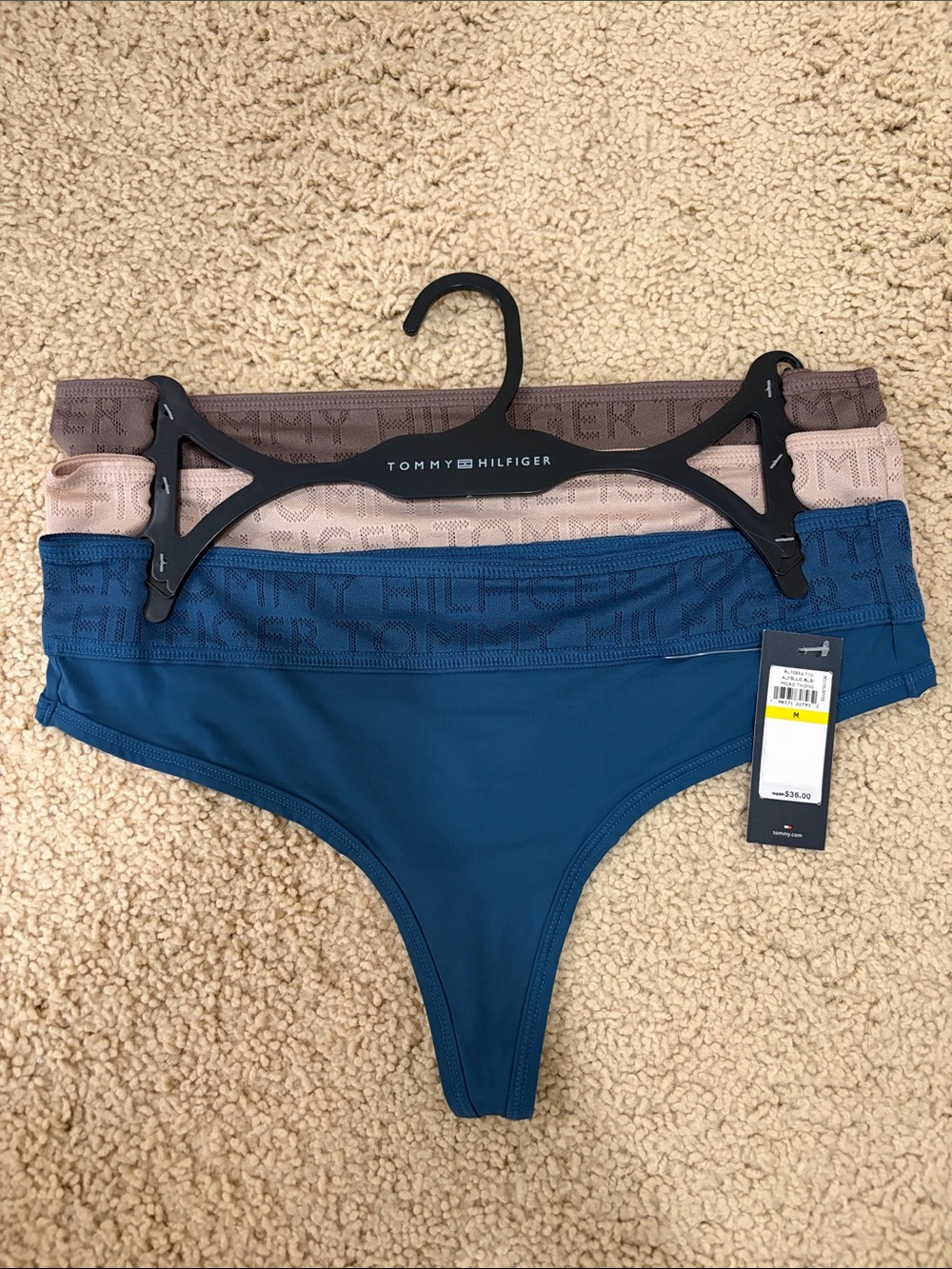 Tommy Hilfiger WOMENS NWT THONG SET OF 3 MICRO FABRIC NEW WITH TAGS (3 colors)